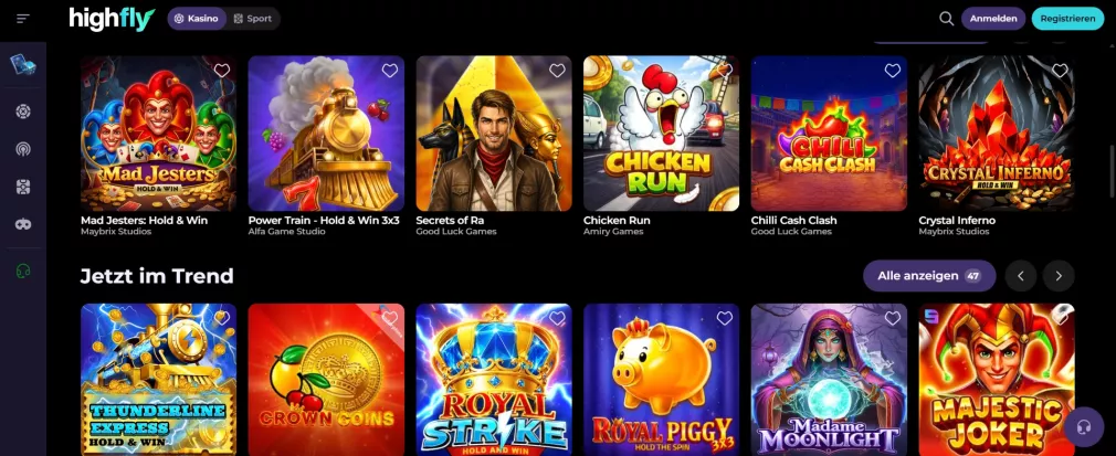 Highfly Casino Bonus 255% bis 3.000 € plus 250 Freispiele